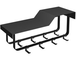Gorillz Layer - Wandkapstok met Hoedenplank - 8 Verschuifbare Haken - Metaal - Industrieel - Zwart