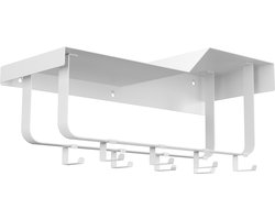 Gorillz Layer - Wandkapstok Met Hoedenplank - 8 Verschuifbare Kapstok Haken - Wit