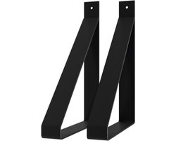 Gorillz Wagon 38 Industriële Plankdragers - Set van 2 - Mat Zwart Staal - Stevige Plankhouders voor Wandplanken - 38 cm Diep - Modern Design