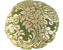 Goround kussen met vulling 45cm groen-goud bloem