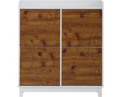 Goslar-Schoenenkast - 4 Kleppen - Wit/Eiken