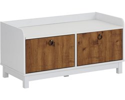 Goslar|Bank met 2 Deuren in MDF Wit en Pacifisch Eiken