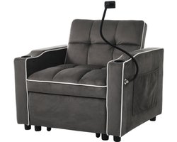 Gotagee 3-in-1 uitschuifbare eenpersoonsslaapbank - met bekerhouders en houder voor mobiele telefoon, ligstoel, slaapstoel, fauteuil, perfect voor kleine ruimtes, 83*167*76cm