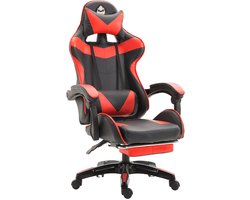 Gotagee Bureaustoel Gamingstoel Ergonomische Gamestoel Met Lendensteun un voetpedalen Hoogte en Ligfunctie Zwart-Rood