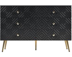 Gotagee dressoir Moderne ladekast met 6 laden – 120x40x80cm – Elegant zwart met goud – Slaapkamer & Woonkamer