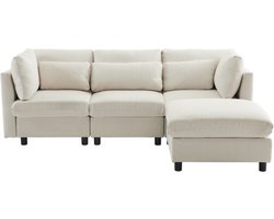 Gotagee Driezitsbank Woonkamerbank Hoekbank Gestoffeerde meubels Bank met voetenbank L-vormige hoekbank Modern design