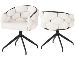 Gotagee Fluwelen stoelen (2 stuks), draaistoel, 360° draaibaar, woonkamerstoelen, eetkamerstoelen, make-up stoelen, met rugleuning, ergonomische stoel, bubble stoelen, beige