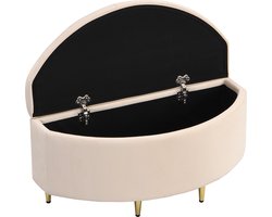 Gotagee Gestoffeerde bank 90x40x42 cm opbergruimte fluwelen voetenbank met metalen poten zitbank kruk