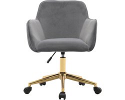 Gotagee in hoogte verstelbare bureaustoel van fluweel met gouden poten, grijs