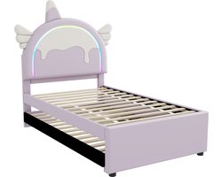 Gotagee Kinderbed Cartoon Tweepersoonsbed Logeerbed met Uittrekbed 90x200cm Modern PU