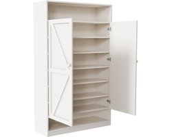 Gotagee Multifunctionele schoenenkast met dubbele deur, grote opbergruimte, 8 lagen scheidingswand,wit