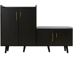 Gotagee Schoenenkast, schoenenbanken, vier opbergdeuren, metalen handgrepen, B120/D34/H82