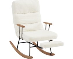 Gotagee Schommelstoel met voetensteun Relaxstoel Teddy-Fleece Schommelstoel