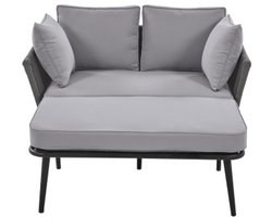 Gotagee Tuinbank met 2 kussens en 2 bekledingen, ligstoel voor buiten, tuinlounge, balkonmeubelset, loungemeubel, terrasmeubel, kussens zijn afneembaar en wasbaar, Grijs