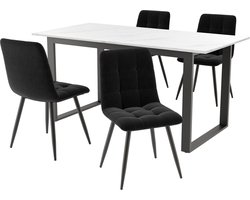 Gotagee Uitschuifbare eettafel met eetkamerstoelenset Keuken eettafel en stoelenset Woonkamer tafel en stoelenset (5-delige set) 1 tafel met 4 stoelen