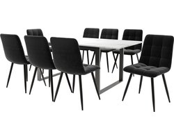 Gotagee Uitschuifbare eettafel met eetkamerstoelenset Keuken eettafel en stoelenset Woonkamer tafel en stoelenset (9-delige set) 1 tafel met 8 stoelen