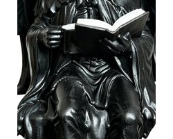 Gotisch Beeld - Lezend Figuur - Boekenplank Decoratie - Zwart Gewaad - 14x10x10 cm - Zwart