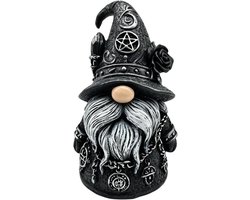 Gotische Beeldjes - Heksen Figuur - Woonkamer Decoratie - Gedetailleerd Snijwerk - 9.5 cm Hoog - Grijs