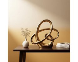 Goud abstract keramiek beeld - modern huisaccent voor woonkamer, salontafel of plank - 24cm