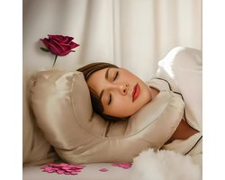GOUD Ergonomisch Gezichtskussen+ Satijnen Kussensloop Schoonheidsslaap Anti-Rimpels ULTIEME SLAAP COMFORT Zijde Zachte Polyvulling Gedempte Slaapoase GOUDEN Hoofdsteun Massage Beschermt Uw Gezicht tegen Drukken voorkomt Ochtend Rimpels ACNE PREVENTIE