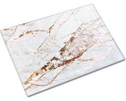 Goud Gedetailleerd Marmerlook Tempered Glazen Snijplank 30cm × 40cm