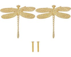 Goud Messing Libelle Knoppen - Creatieve Dieren Handvat Libelle Vorm - Enkele Gat Meubels Lade Knoppen - Dressoir Handgrepen Hardware - Kasten en Laden Trekken .