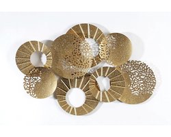 Gouden 3D Metalen Wanddecoratie - Ronde Muurdecoratie voor Woonkamer en Hal