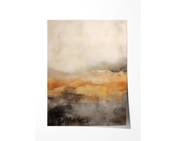 Gouden Abstracte Landschap - Poster 70x100 cm sfeervolle wanddecoratie voor woonkamer en slaapkamer - Premium papier - Zonder lijst