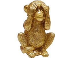Gouden Apen Beeldje - Hars Beeld - Interieur Decoratie - Drie Wijze Apen - 155 cm - Goud