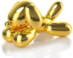 Gouden ballon hond standbeeld voor unieke woondecoratie | Schattige sculptuur voor kamer en nachtkastje