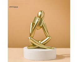 Gouden Beeld Van Een Lezer, Moderne Abstracte Esthetische Figuratieve Sculptuur, Beeld Van Een Denker Van Hars, Woondecoratie, Ornament Voor Op De Boekenplank in De Woonkamer of Studeerkamer, Lezende Figuur