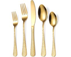 Gouden Bestekset 30-delig - Luxe Eetbestek voor 6 Personen - Goudkleurig Roestvrij Staal - Elegant Motief