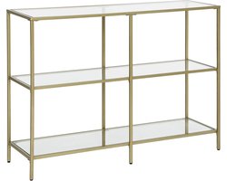Gouden Bijzettafel met Gehard Glasplaten LGT27G