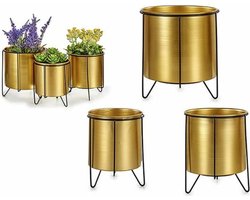 Gouden Bloempot Op Poten (3 Onderdelen)