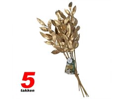 Gouden Decoratietakken – Set van 5 Kunsttakken – Glanzende Bladeren – 60 cm – Luxe Tafeldecoratie Bruiloft & Woondecoratie