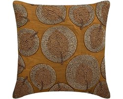 Gouden Decoratieve Kussenset van 2, 40x40cm, Zijde, Bladpatroonen, Bloem Motief - Moderne Pillows