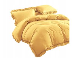 Gouden dekbedovertrek met ruches - 200x200 cm - 3 delen