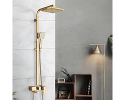Gouden Doucheset Regendouche Set – 4-in-1 Functies – Vierkante Regendouche & Handdouche – RVS