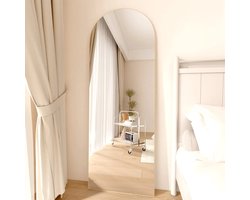 GOUDEN Frame Boog Pas Spiegel - Luxe Gebogen Vloer Spiegel over de Volledige Lengte 163 x 53 cm Gouden Aluminium Frameranden zijn Glad Gepolijst Vloer Staande Mirror - Unieke Verticale Full Body Spiegel Elegant & Functionaliteit- Make-up Spiegel GOUD