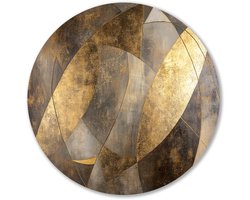 Gouden geometrie abstract - Geometrie muurcirkel - Rond wandpaneel vormen - Art Deco - Ronde aluminium wanddecoratie - Kunst - muurcirkel aluminium 80x80 cm