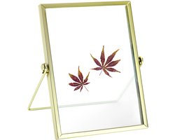 Gouden Glazen Fotolijst 20x15 cm – Dubbelzijdig – Metalen Rand – Elegante Decoratie