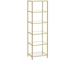 Gouden Glazen Kast - Elegant Ontwerp Met 5 Planken - Voor Moderne Interieurs