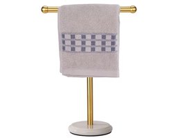 Gouden handdoekhouder voor badkamer met zware marmeren basis en elegant ontwerp