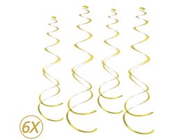 Gouden Hangdecoratie Slingers Swirl Verjaardag Versiering Feest Versiering Swirls Plafond Decoratie Goud - 6 Stuks