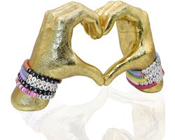 Gouden Hart Hand Gebaar Beeld - Liefde Sculptuur Decoratie voor Woonkamer en Slaapkamer