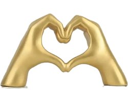Gouden HART Handen Beeld Gebaar 360-graden Modern Ontwerp KUNST Decor- Hart Handen Standbeeld- HOME Decor GESCHENK- Decoraties Liefde Figuur Bruiloft - Goudkleurige 'Love'-Handen Sculptuur -Vintage Look- Interieurdecoratie 14 x 4 x 8 cm Harthandbeeld
