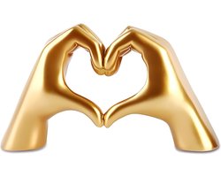 Gouden Hart-Handen Sculptuur van Hars - Luxe Plank & Boekenkast Decoratie, Glanzende Salontafel Decor, Modern Woondecoratie, Verjaardag & Valentijnscadeau (Goud, Klein)