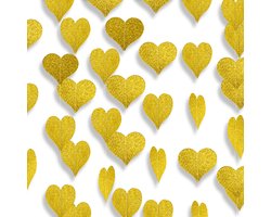 Gouden Hartjes Versiering Hartje Slingers Goud Gender Reveal Versiering Babyshower Geboorte Valentijn Versiering - 4m