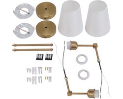 Gouden Industriële Wandlampen Set met Witte Lampenkap voor Badkamerverlichting