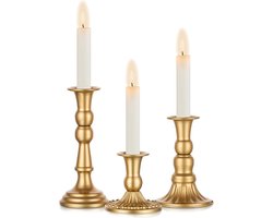 Gouden Kandelaar Set Van 3 - Decoratieve Kaarshouders Voor Taper Kaarsen - Home Decorations